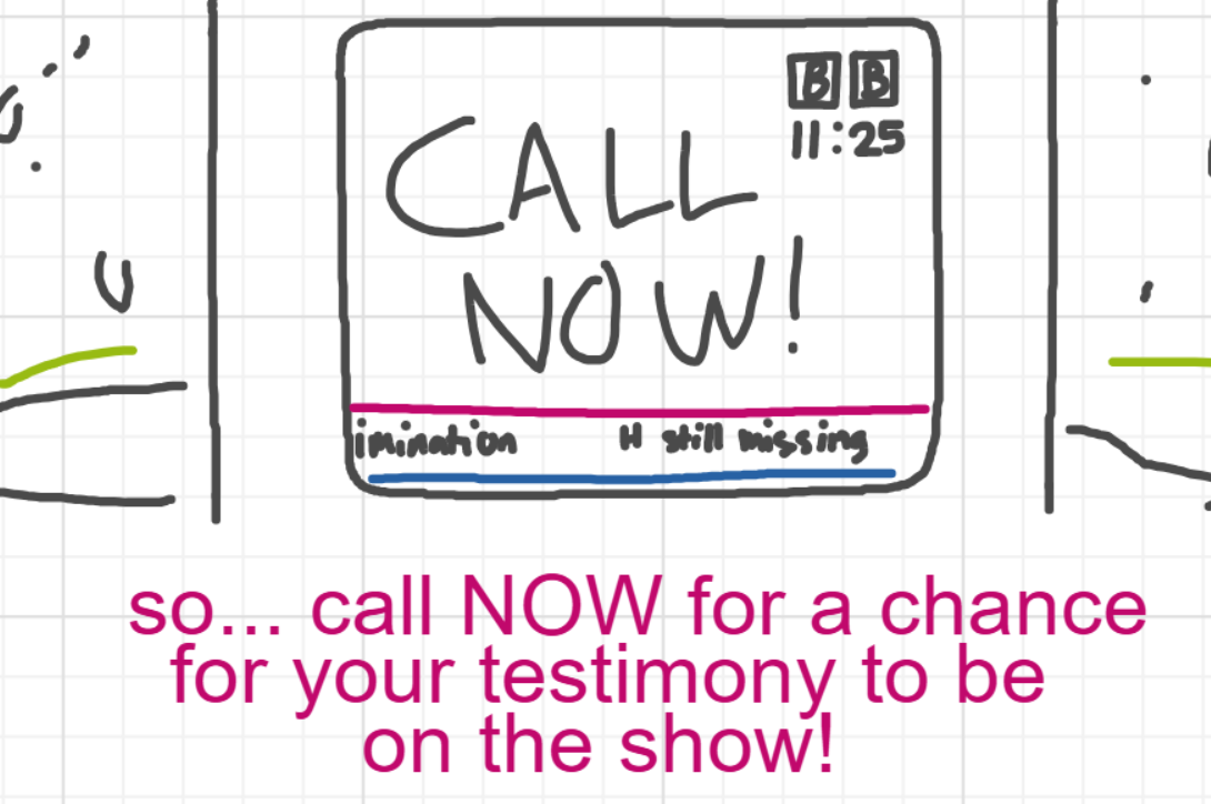 A panel from I've Been Everywhere, Man, episode nine of the Board Boards object show by Furretwalk/WalkingFurret.